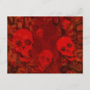 Espectros de caveira cartão postal vermelho