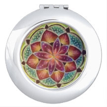 Espelho do estojo compacto da mandala da flor