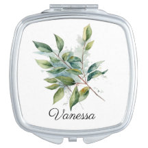 Folhagem Verde Elegante Aquarela, personalizado