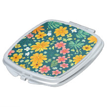 Folhas tropicais e padrão de flores