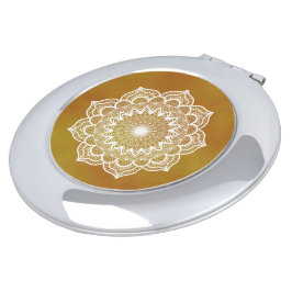 Espelhinho Mandala Branco em Fundo Dourado