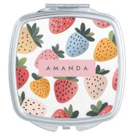 Espelhinho Padrão de morango de Fruta branca personalizado