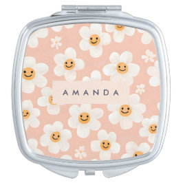 Espelhinho Padrão Floral de Margarida de Sorriso Personalizad