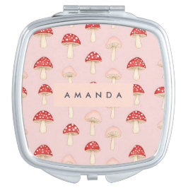 Espelhinho Padrão Personalizado de Cogumelo Vermelho Rosa-Ros