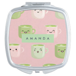 Espelhinho Padrão Personalizado de Pastel Kawaii Matcha Tea