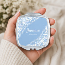 Renda Branca em Monograma Azul c/ Versículo da Bíb