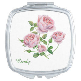 Espelhinho Rosas Rosa Elegantes Personalizadas