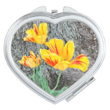 Sequência de três tulipas amarelas /