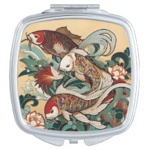 Espelho compacto Art Deco Koi