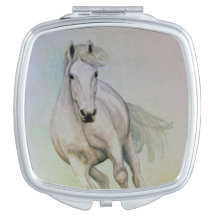 Espelho Compacto de Cavalo Branco