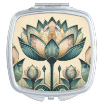 Espelho Compacto Quadrado de Art Deco Lotus