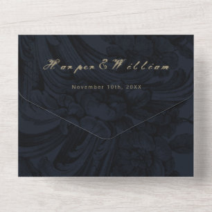 Espelho de casamento azul-escuro vitoriano