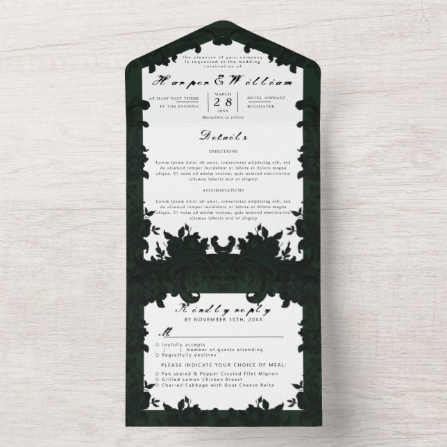 Espelho de casamento verde-escuro vitoriano (Inside)