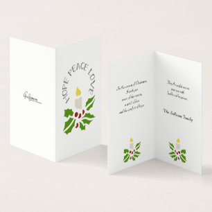 Esperança, paz, amor, Holly e Vela Minimalista