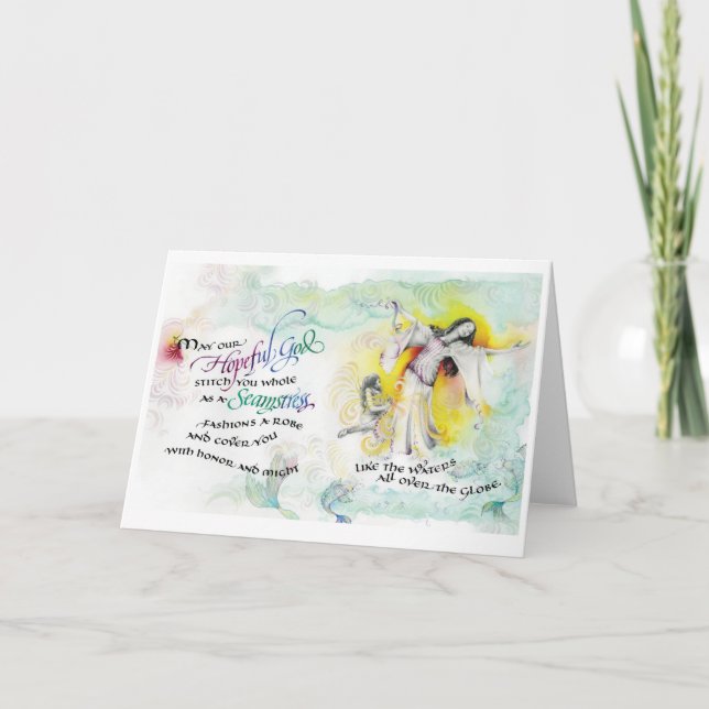 EsperançosoDeus/Seamstress, Cartão de Saudação Dob (Frente)