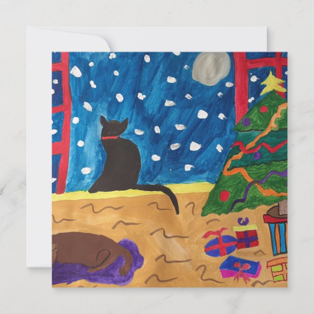 Esperando pelo cartão de Natal plano (Frente)