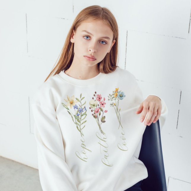 Espero que a fé ame uma camiseta floral minimalist (Hope Faith Love Minimalistic Floral T-Shirt)