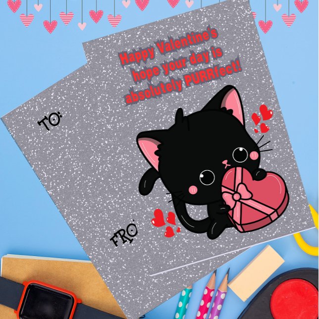 Espero que seu dia seja perfeito (Cute kawaii style black kitten.)