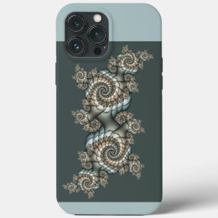 Espirais de Arte Fractal Azul-abstrato Beige