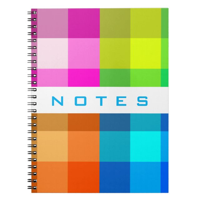 Espiral A xadrez do arco-íris personaliza com seu caderno (Frente)