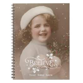 Espiral Acredite no feriado de Natal vintage caderno retrô