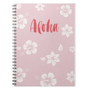 Espiral Aloha caderno do rosa pastel de Havaí