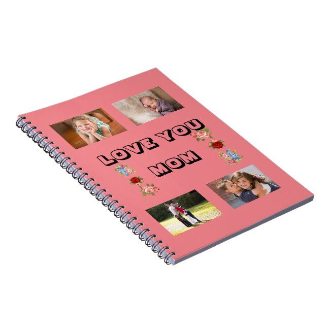 Espiral Amor Mãe Floral Foto Quarteto Rosa Caderno De (Lado Direito)
