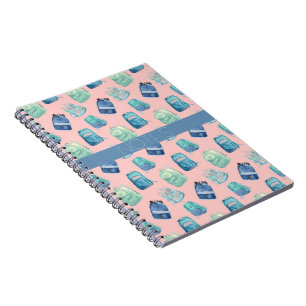 ESPIRAL AULA DE PINTURA AZUL AQUA ROSA JARROS CADERNO