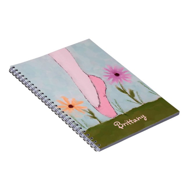 Espiral Balé no caderno customizável das flores (Lado Direito)