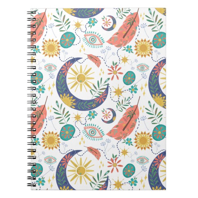 Espiral Bolsa Cheia de Brilhos Celestial Boho Caderno Espi (Frente)