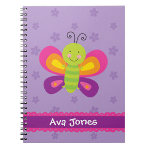 Espiral Borboleta colorida caderno personalizado