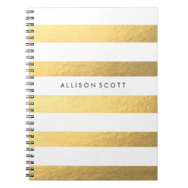 Espiral Branco e caderno personalizado ouro