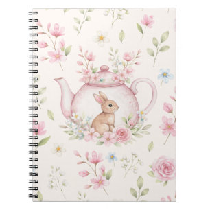 Espiral Bule de Coelho Caprichoso Caderno Floral Primavera