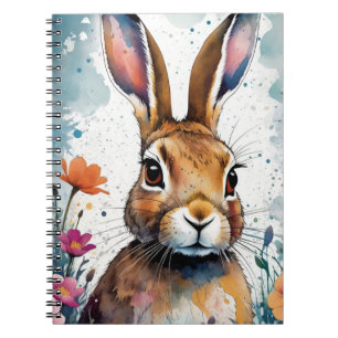 Espiral Bunny Hare entre as Flores Caderno