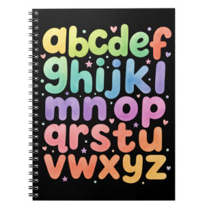 Espiral Caderno ABC do Alfabeto Arco-Íris Fofo para Crianç