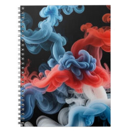 Espiral Caderno Abstrato Nuvem de Tinta Vermelha e Azul