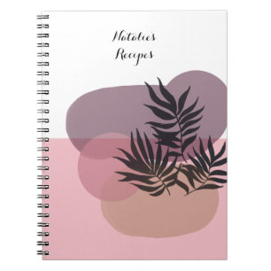 Espiral Caderno Abstrato Tropical Rosa Pastel Suave