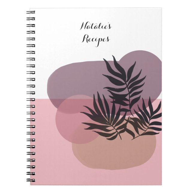 Espiral Caderno Abstrato Tropical Rosa Pastel Suave (Frente)