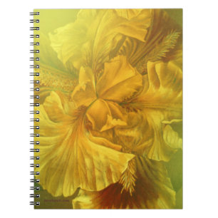 Espiral Caderno amarelo floral das belas artes da íris