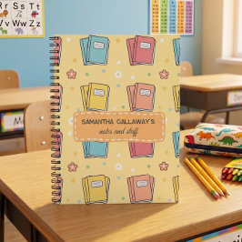 Espiral Caderno Amarelo Padrão de Volta às Aulas 