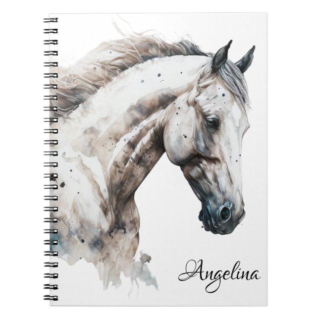 Espiral Caderno - Aquarela Cavalo Branco (Frente)