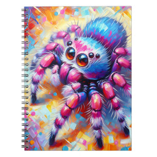 Espiral Caderno Aranha Brilho de Arco-íris