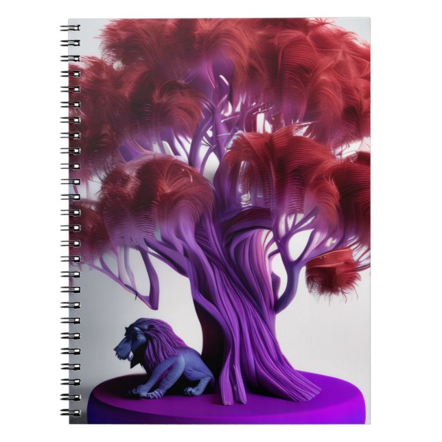 Espiral Caderno árvore leão roxo (Frente)