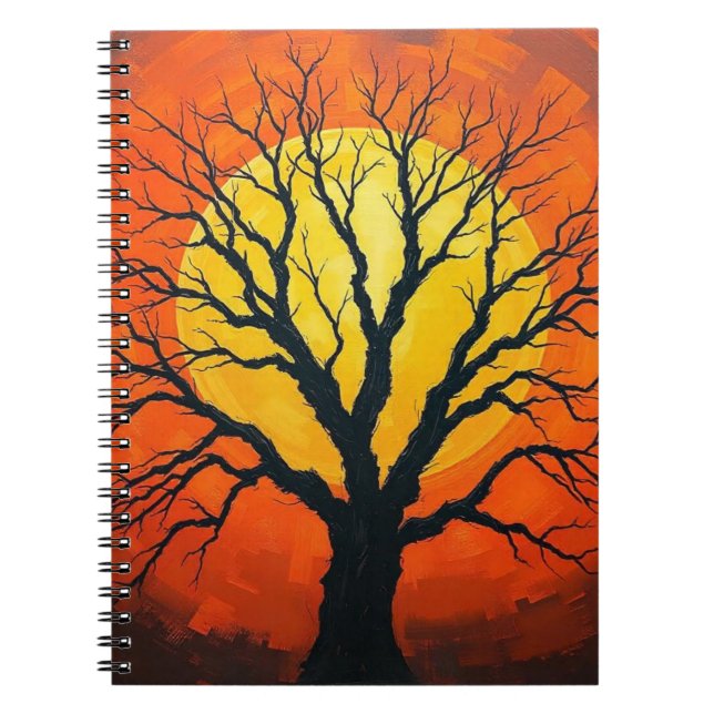 Espiral Caderno Árvore Nua Na Sombra Com O Sol (Frente)