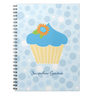 Espiral Caderno azul doce do cupcake