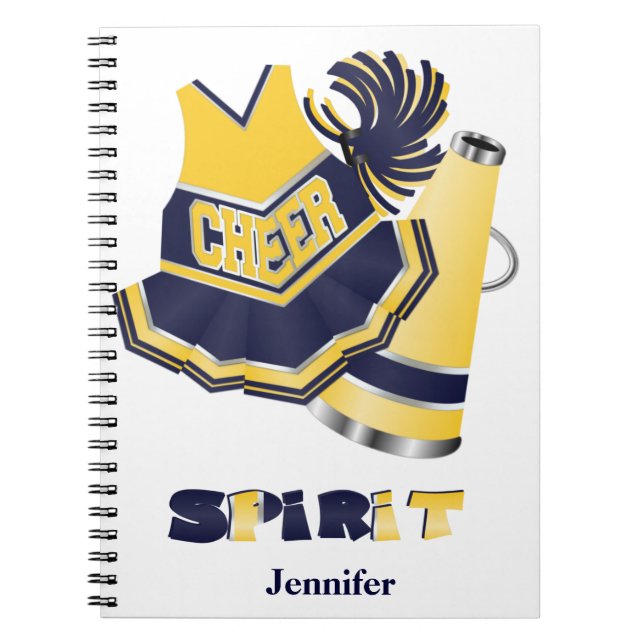 Espiral Caderno azul e amarelo do cheerleader (Frente)