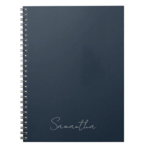 Espiral Caderno Azul Escuro de Nome Personalizado Elegante