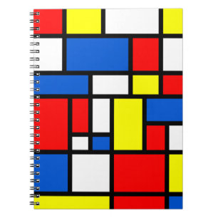 Espiral Caderno azul vermelho amarelo de Mondrian
