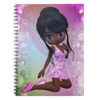 Espiral Caderno bonito da menina do afro-americano