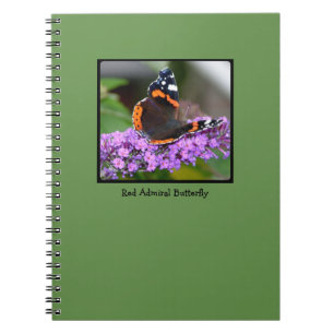 Espiral Caderno bonito do almirante vermelho borboleta